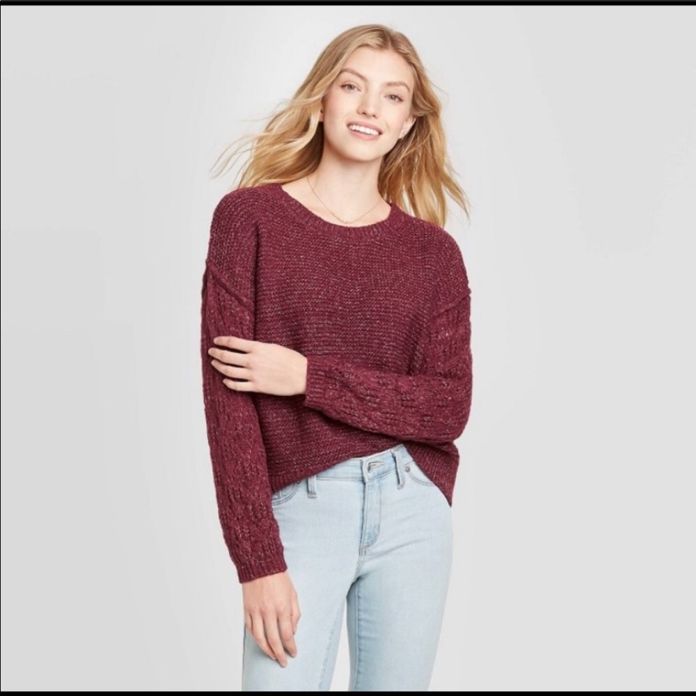NWT Knox Rose Maroon Crewneck Soft Sweater